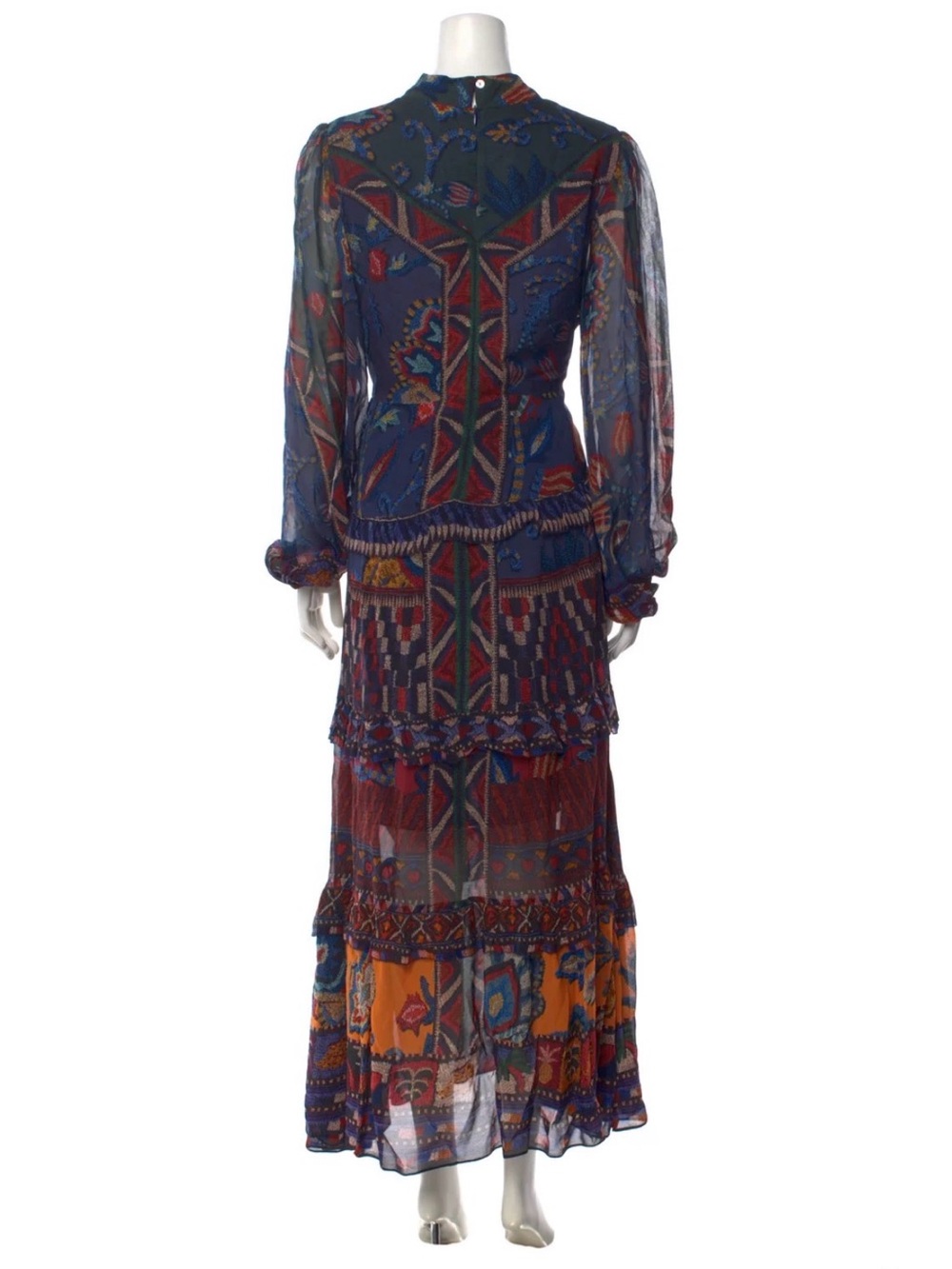 FARM Rio Blue Multi-Print Long Sleeve Maxi Dress - Picture 7 of 16